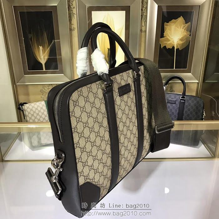 GUCCI 古馳男包 新款 474135 GG Supreme高級人造帆布 Gucci男手提包 Gucci公事包 灰白色